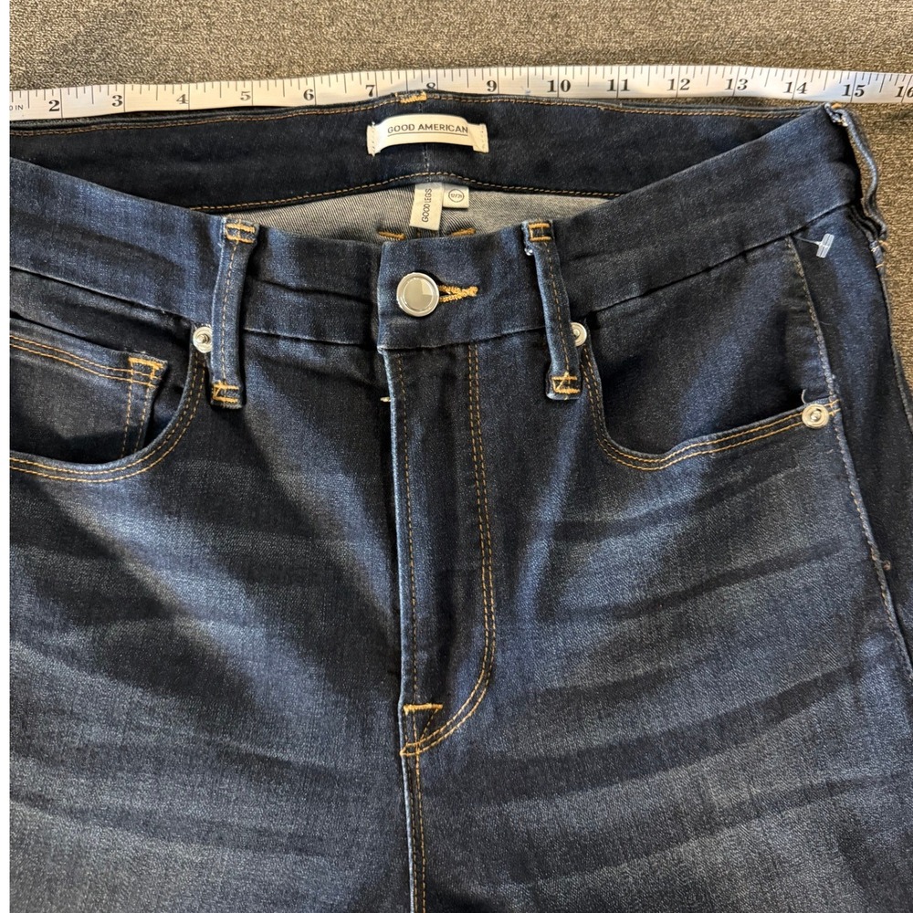 Good American Good Legs Jeans Dark Wash Side Weave Blue Size 12/31 - Picture 6 of 9